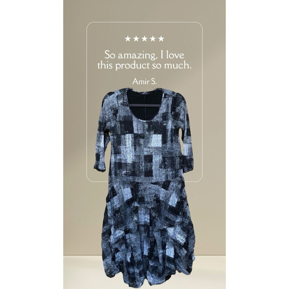 Comfy USA Crinkle Mesh Knit Dress Tiered Lagenlook‎ Size M